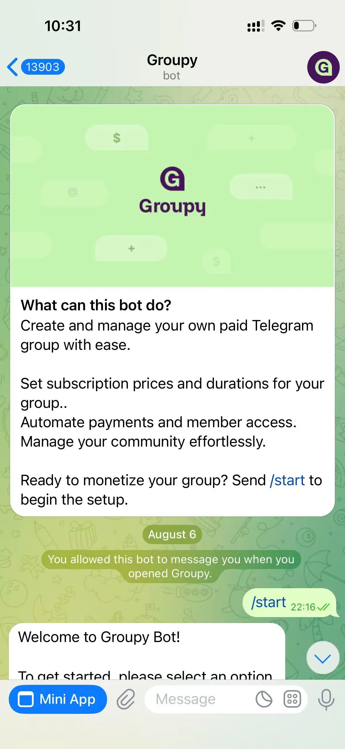 打开 Groupy 机器人界面